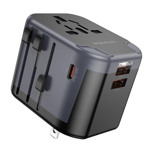 Мережевий зарядний пристрій Borofone BAC13 Leader, 1xUSB Type-C/2xUSB Type-A, PD 20W, Black (6941991117169)