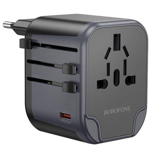 Мережевий зарядний пристрій Borofone BAC13 Leader, 1xUSB Type-C/2xUSB Type-A, PD 20W, Black (6941991117169)