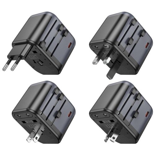 Мережевий зарядний пристрій Borofone BAC13 Leader, 1xUSB Type-C/2xUSB Type-A, PD 20W, Black (6941991117169)
