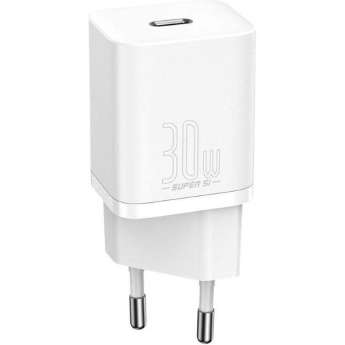 Мережевий зарядний пристрій Baseus Super Si quick charger, USB Type-C, 30W, EU, White (CCSUP-J02)