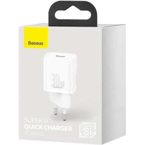 Мережевий зарядний пристрій Baseus Super Si quick charger, USB Type-C, 30W, EU, White (CCSUP-J02)