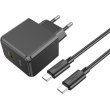 Мережевий зарядний пристрій Hoco CS13A Ocean, PD 20W, кабель USB Type-C to USB Type-C, Black (6942007603843)