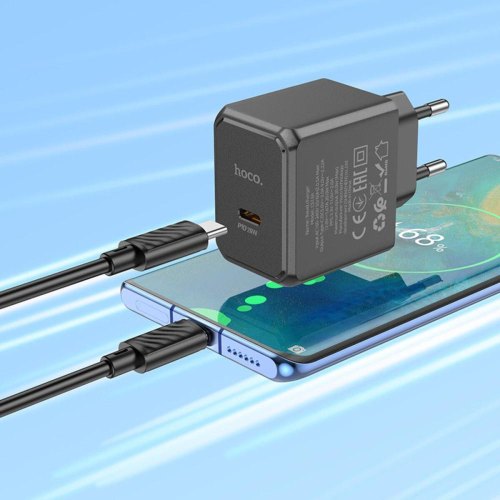 Мережевий зарядний пристрій Hoco CS13A Ocean, PD 20W, кабель USB Type-C to USB Type-C, Black (6942007603843)