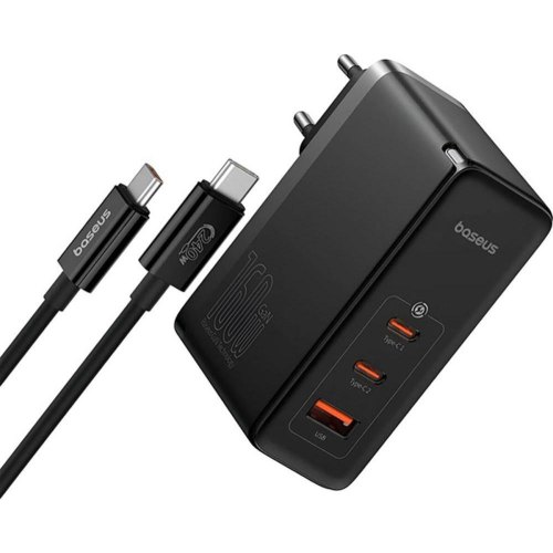 Мережевий зарядний пристрій Baseus GaN5 Pro Digital Fast Charger, 1xUSB Type-A/2xUSB Type-C, 160W, кабель, EU, Cluster Black (P10110825113-00)