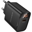 Мережевий зарядний пристрій Borofone BA97A Ilustre, PD 30W, дисплей, EU, Black (6941991120480)