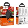 Мережевий зарядний пристрій Hoco CS63A Bright, USB Type-A/USB Type-C, PD 65W, кабель USB Type-C to USB Type-C, EU, Black (6942007638487)