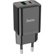 Мережевий зарядний пристрій Hoco N28 Founder, PD 20W, QC 3.0, Black (6931474783509)