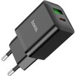 Мережевий зарядний пристрій Hoco N28 Founder, PD 20W, QC 3.0, Black (6931474783509)