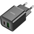 Мережевий зарядний пристрій Hoco N28 Founder, PD 20W, QC 3.0, Black (6931474783509)