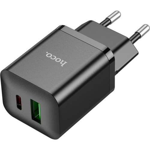 Мережевий зарядний пристрій Hoco N28 Founder, PD 20W, QC 3.0, Black (6931474783509)