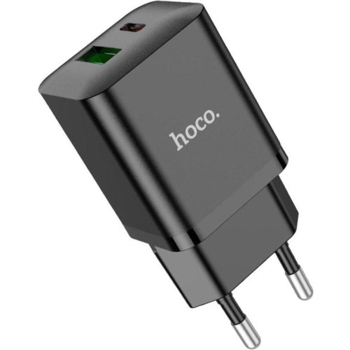 Мережевий зарядний пристрій Hoco N28 Founder, PD 20W, QC 3.0, Black (6931474783509)
