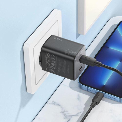 Мережевий зарядний пристрій Hoco N40 Mighty, PD 20W, Black (6942007616966)