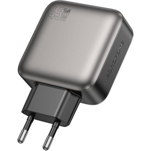 Мережевий зарядний пристрій Borofone BAS56A Absolute, 2xUSB Type-C/1xUSB Type-A, PD 45W, EU, Black (6941991116261)