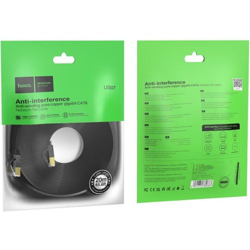 Патч-корд Hoco US07 General, 20м, Black (6931474780720)