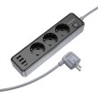 Мережевий фільтр-подовжувач Borofone BAC8 Power, 3 розетки/1xUSB Type-C/3xUSB Type-A, 3м, EU/GER, Black (6941991116643)
