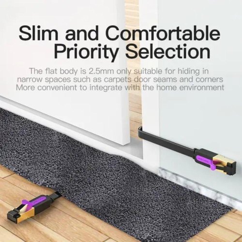 Патч-корд Vention Flat, Cat.7, 1.5м, Black (ICABG)