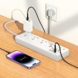 Мережевий фільтр-подовжувач Hoco AC14A Rico, 5 розеток/1xUSB Type-C/3xUSB Type-A, PD 30W, White (6942007607186)