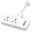 Мережевий фільтр-подовжувач Hoco AC12 Reise, 2 розетки/1xUSB Type-C/3xUSB Type-A, PD 30W, US, White (6942007607087)