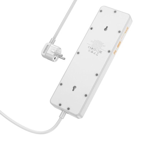 Мережевий фільтр-подовжувач Hoco AC13A Talento, 5 розеток/1xUSB Type-C/3xUSB Type-A, White (6942007607148)