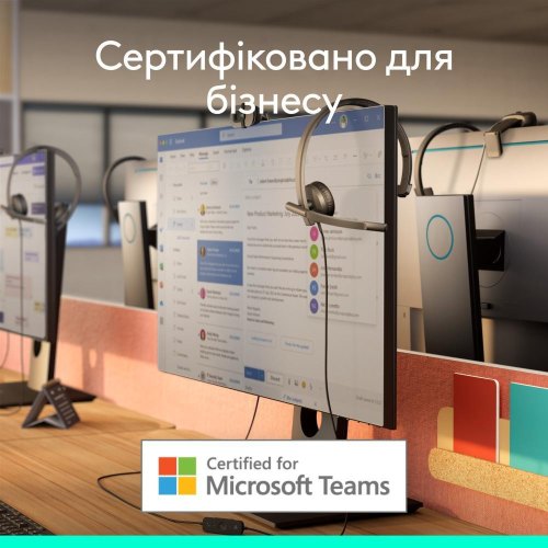 Гарнітура дротова Logitech H570e Corded Mono BLACK-USB-A (981-001426)