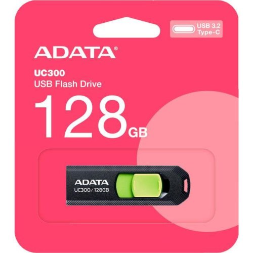 USB флеш ADATA UC300, 128GB, USB 3.2 Gen1 Type-C, Black/Green (ACHO-UC300-128G-RBK/GN)