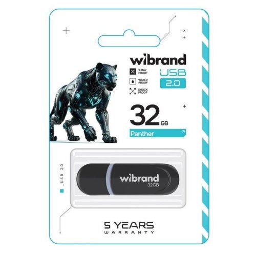 USB флеш Wibrand Panther, 32GB, USB 2.0, Black (WI2.0/PA32P2B)
