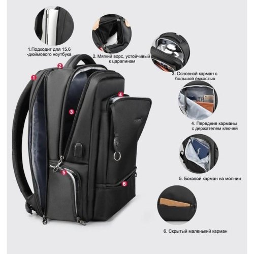 Рюкзак Tigernu T-B3585, для ноутбука 15.6, Black