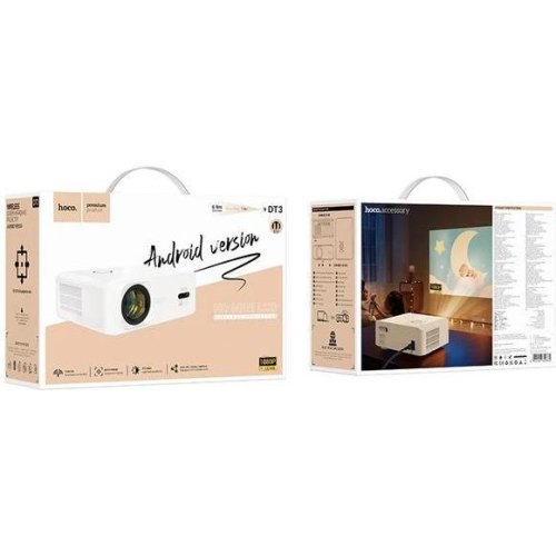 Проектор Hoco DT3 Smart, 1080P, Android version, EU, White (6942007629669)