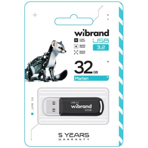 USB флеш Wibrand Marten, 32GB, USB 3.2 Gen1, Black (WI3.2/MA32P10B)