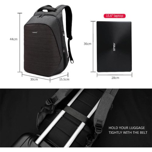 Рюкзак Tigernu D-83351, для ноутбука 15.6, Black/Grey