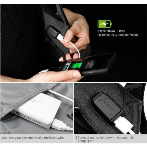 Рюкзак Tigernu D-83351, для ноутбука 15.6, Black/Grey