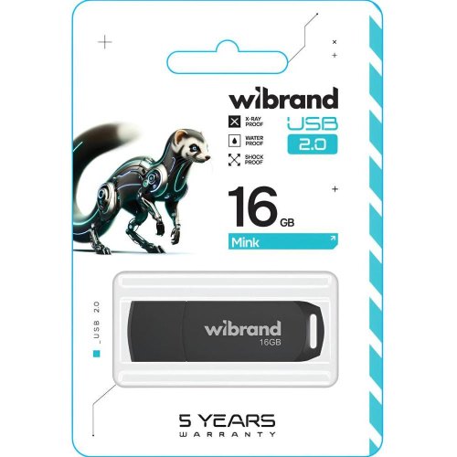 USB флеш Wibrand Mink, 16GB, USB 2.0, Black (WI2.0/MI16P4B)