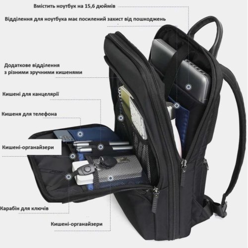 Рюкзак Tigernu T-B9121, для ноутбука 15.6, Black
