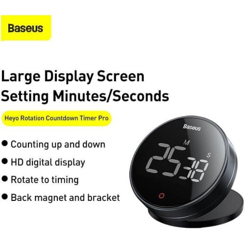 Таймер кухонний Baseus heyo rotation countdown timer Pro Dark Grey (FMDS000013)
