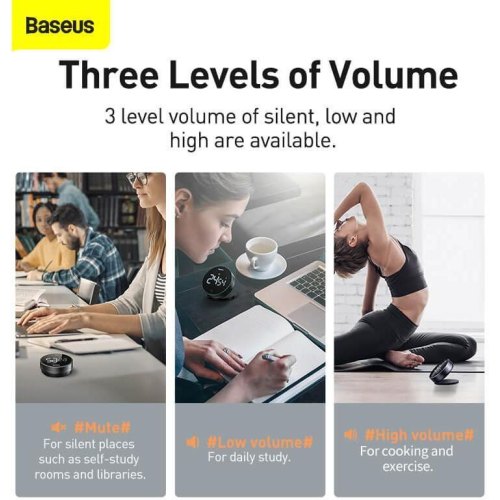 Таймер кухонний Baseus heyo rotation countdown timer Pro Dark Grey (FMDS000013)