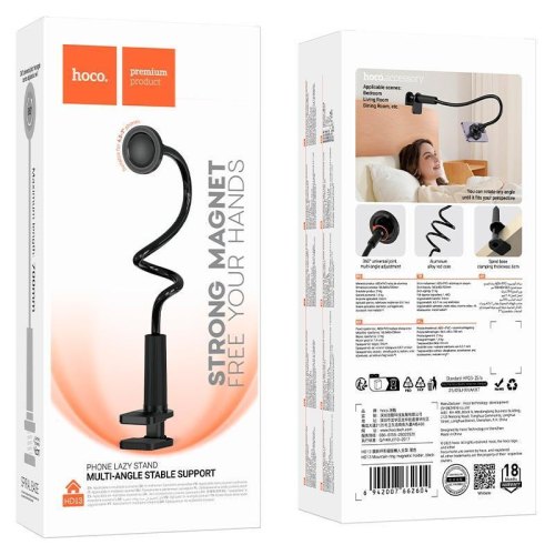 Тримач для смартфона Hoco HD10 Bamboo lazy stand, Black (6942007639224)