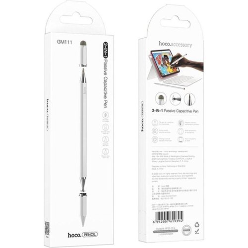 Стилус Hoco GM111 Cool dynamic series 3-in-1, White (6942007619394)