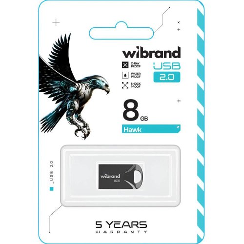 USB флеш Wibrand Hawk, 8GB, USB 2.0, Black (WI2.0/HA8M1B)