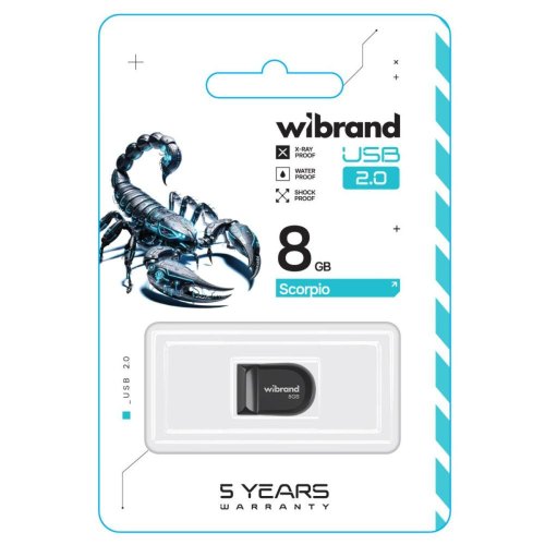 USB флеш Wibrand Scorpio, 8GB, USB 2.0, Black (WI2.0/SC8M3B)