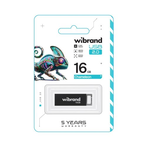 USB флеш Wibrand Chameleon, 16GB, USB 2.0, Black (WI2.0/CH16U6B)