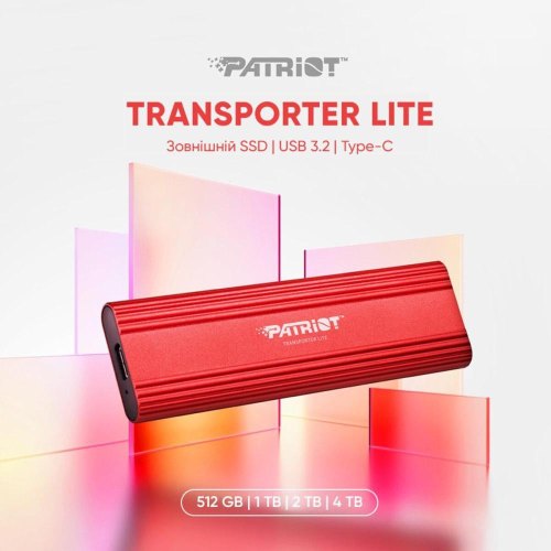 Портативний накопичувач SSD Patriot Transporter Lite, 1TB, USB Type-C, Red (PTPL1TBPEC)