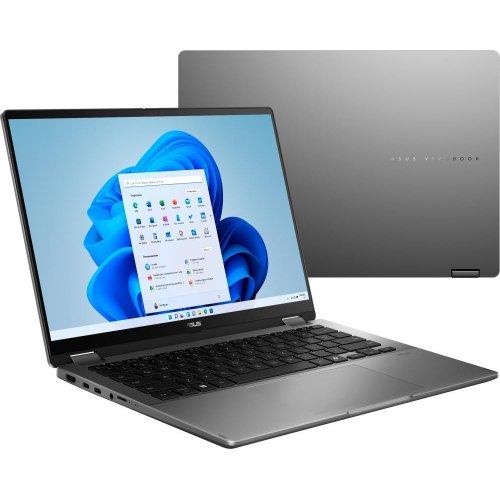 Ноутбук Asus Vivobook Flip 14 TP3407SA-QL011W, 14 WUXGA OLED, Intel Ultra 5 226V, 16GB, SSD 512GB, UMA, Win11, сірий (90NB14Y1-M000E0)