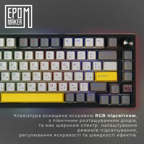 Клавіатура бездротова, механічна Epomaker TH80 SE Budgerigar V2 Black (TH80-SE-B-BV2)