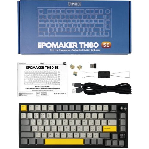Клавіатура бездротова, механічна Epomaker TH80 SE Budgerigar V2 Black (TH80-SE-B-BV2)