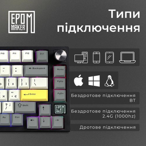 Клавіатура бездротова, механічна Epomaker TH80 SE Budgerigar V2 Black (TH80-SE-B-BV2)