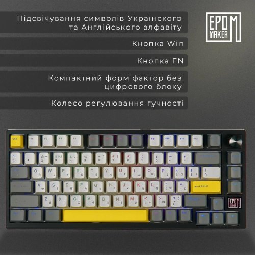 Клавіатура бездротова, механічна Epomaker TH80 SE Budgerigar V2 Black (TH80-SE-B-BV2)