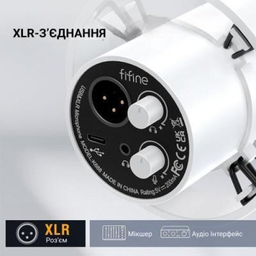 Мікрофон Fifine K688W, XLR