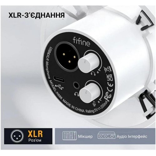 Мікрофон Fifine K688W, XLR