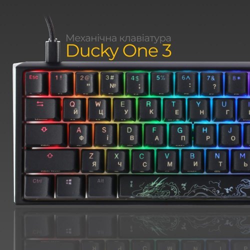 Клавіатура дротова, механічна Ducky One 3 Mini Cherry MX Silent red RGB UA Black (DKON2161ST-SUAPXCLAWSC1)