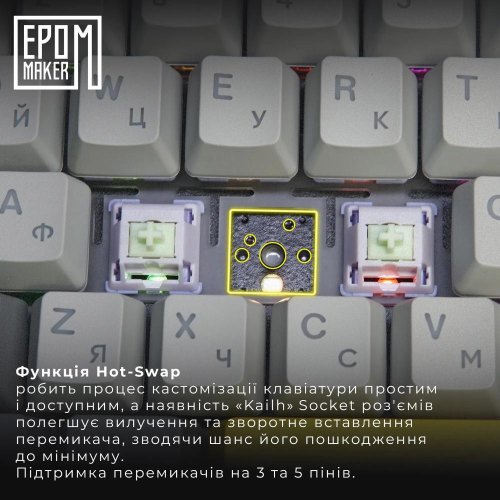 Клавіатура бездротова, механічна Epomaker Shadow-X Wisteria Linear White (SHX-W-WL)